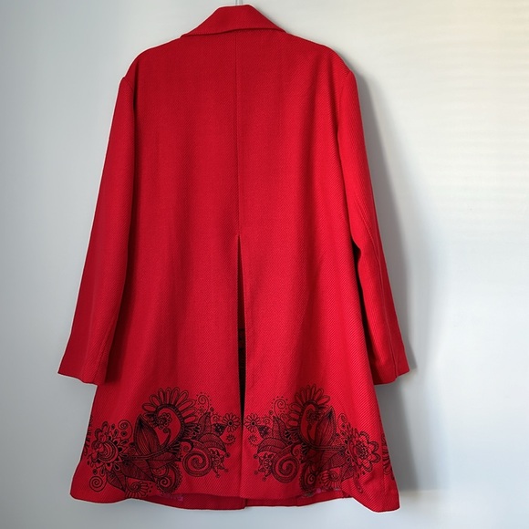 NWOT DESIGUAL Women’s Red Embroidered Overcoat Jacket EU 48 (XXL) - Picture 6 of 15